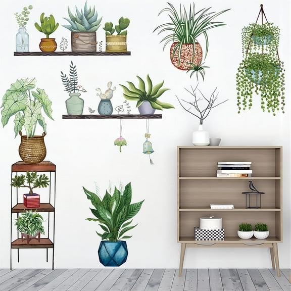 Farcauo Plant Wall Decals Peel and Stick Wall Stickers & Murals Plant Wall Stickers for Bedroom Living Room Bathroom Kitchen Plant Wall Decals Art Decor for Wall Boho Decorative Wall Stickers