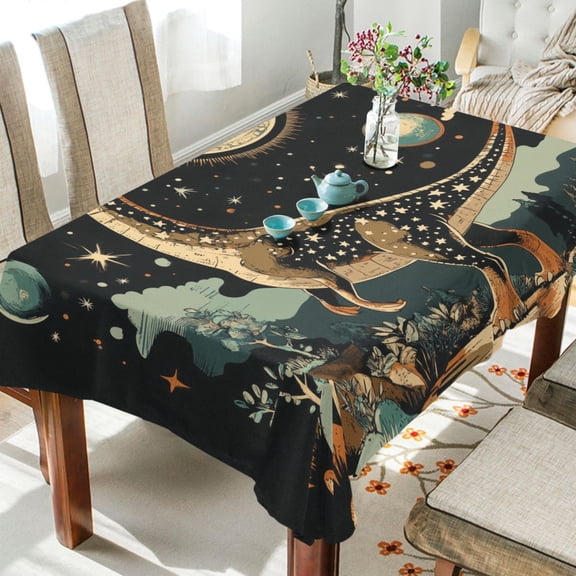 Yayeee Tablecloths for Rectangular Tables 54 x 54 inch Party Table Cover, Black Dinosaur