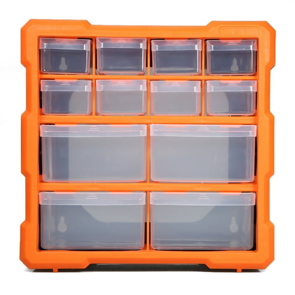 TFixol Drawer Plastic Parts Storage Box Multiple Compartments Slot Hardware Box Organizer Craft Cabinet Tools Components Container Accessories Storage Case with 12 Dividers Grids