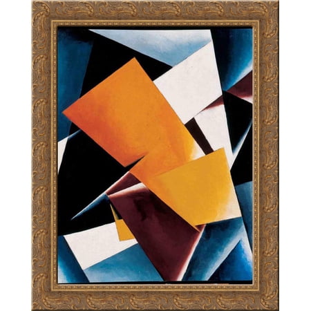 Painterly Architectonic 20x24 Gold Ornate Wood Framed Canvas Art by Popova, Lyubov