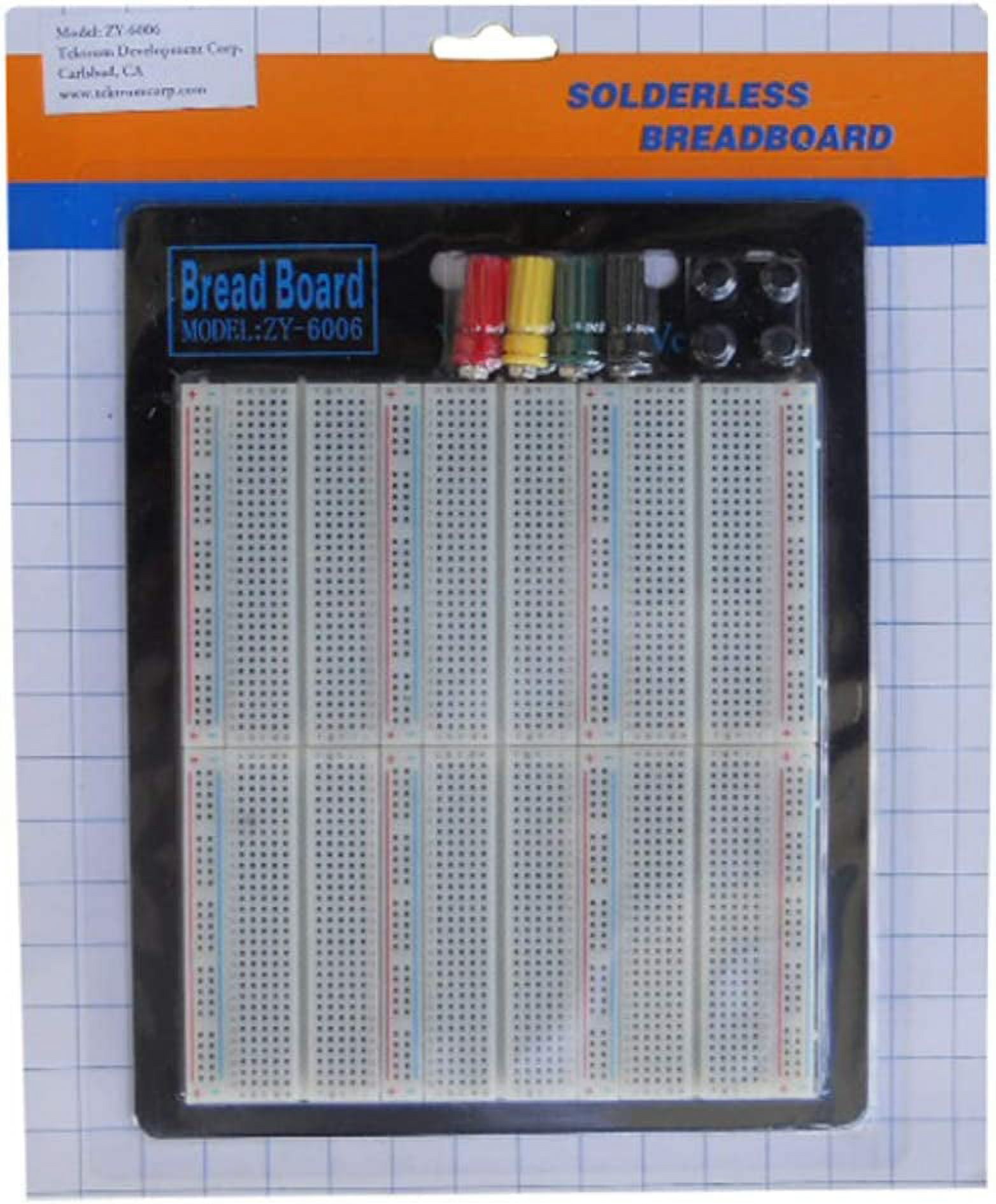 TEKTRUM EXTERNALLY POWERED SOLDERLESS 2200 TIE-POINTS EXPERIMENT PLUG-IN BREADBOARD WITH ALUMINUM BACK PLATE AND JUMPER WIRES FOR PROTO-TYPING CIRCUIT/ARDUINO