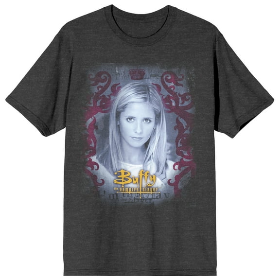Buffy the Vampire Slayer Key Art Women's Charcoal Short Sleeve Crew Neck Tee-Medium