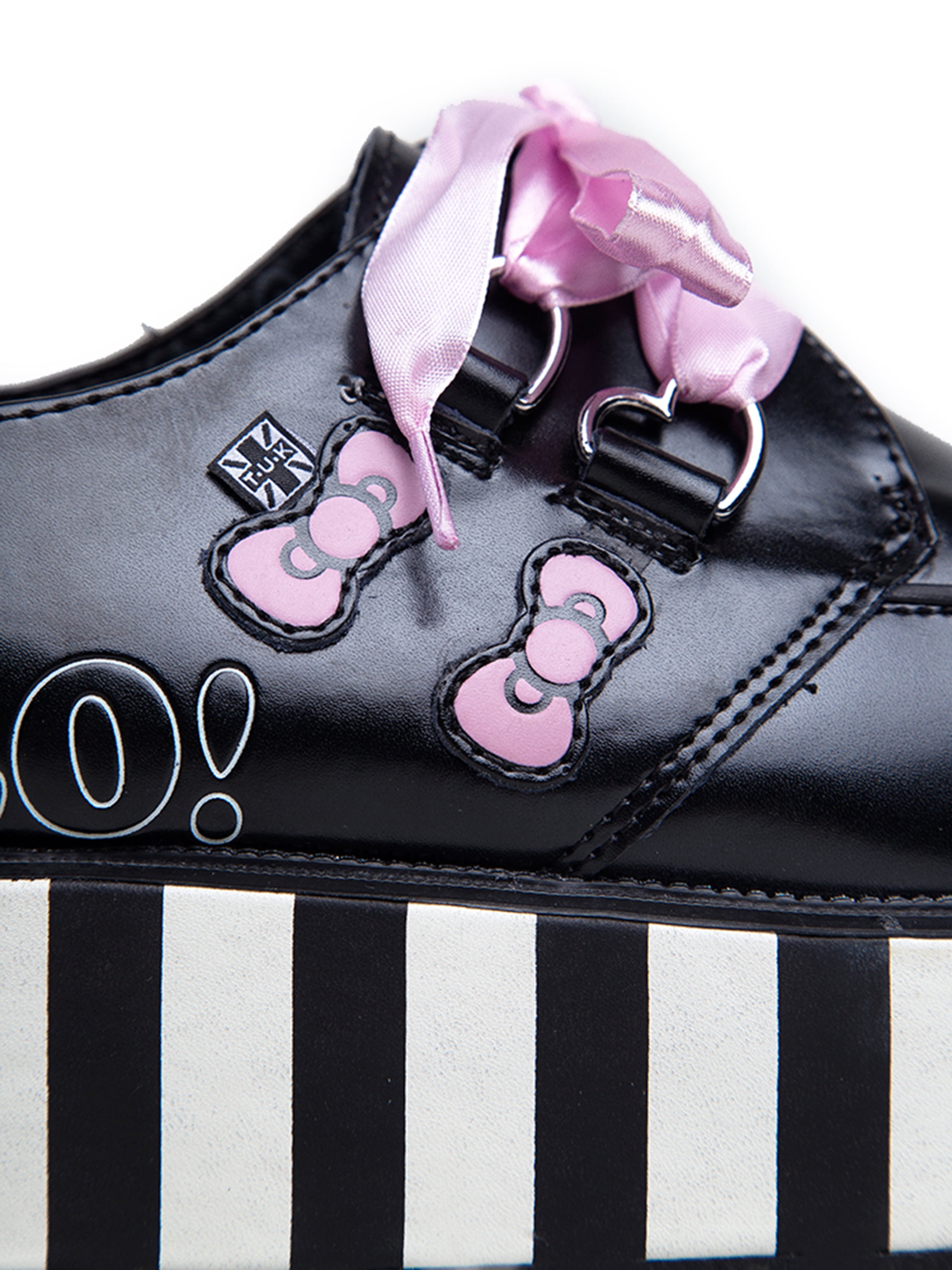 TUK A8887 Hello Kitty Stripe Ribbon Lace Up Platform Creeper 7