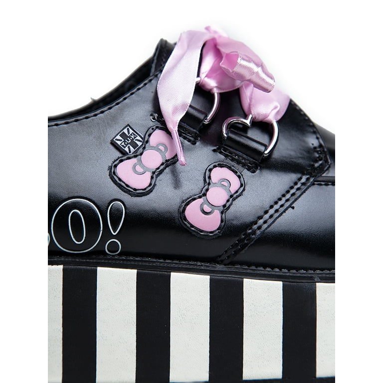 【KITTY】 TUK A8887 Hello Kitty Stripe Ribbon Lace Up Platform Creeper 7