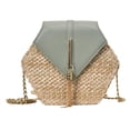 thumbnail image 1 of Bolso bohemio con estilo bolsos de hombro informales de paja y pu con forma hexagonal bolsos bohemios de playa con asa superior para mujer, 1 of 9