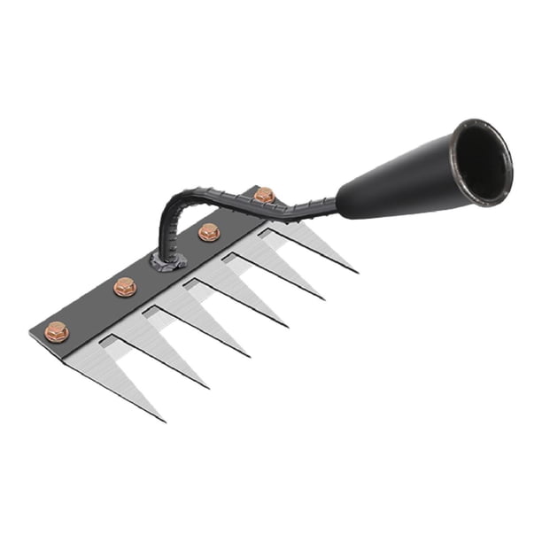 Rastrillo de jardinería para tierra suelta, rastrillo de jardín para excavar, cultivar y cultivar 6 Rake de dientes