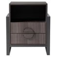 thumbnail image 7 of Fluted Nightstand with Charging Station, 2-Drawer Grey Wash Nightstand, Farmhouse Bedroom Side Table with USB Ports, Modern Textured Nightstand, 7 of 7