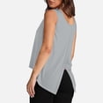 thumbnail image 2 of Tops for Women Trendy Womens Juniors Shirts Short Sleeve Dress Shirts for Women Short Sleeve Ladies Tunic Long Work Shirt Tops Loose Sleeveless Work Blouse Polyester Athletic Long Grey 2XL, 2 of 7
