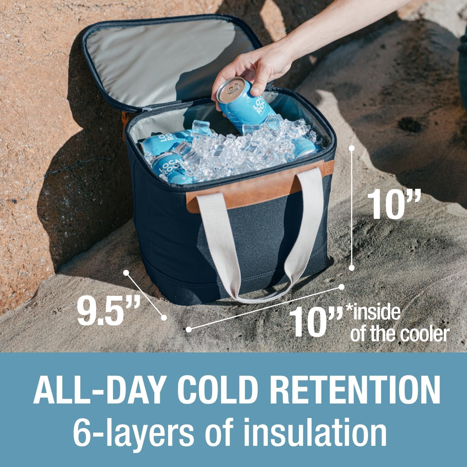 CleverMade Malibu LUXE Collapsible Cooler, 18 Can (25 lbs) - Leeward Navy