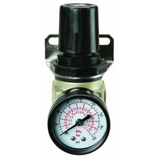 1/4" Mini Air Regulator with Gauge 5 PSI to 125 PSI, Regulates Pressure from 5 PSI to 125 PSI By
