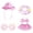 B002- Pink, variant on 5-Piece Beach Outfit Bundle, Lightweight Swimwear, Inflatable Pool Float, Sun Protection Hat, Party Sunglasses, Matching Polka Dot Bikini Top, Swim Skirt and Durable Pool Ring for