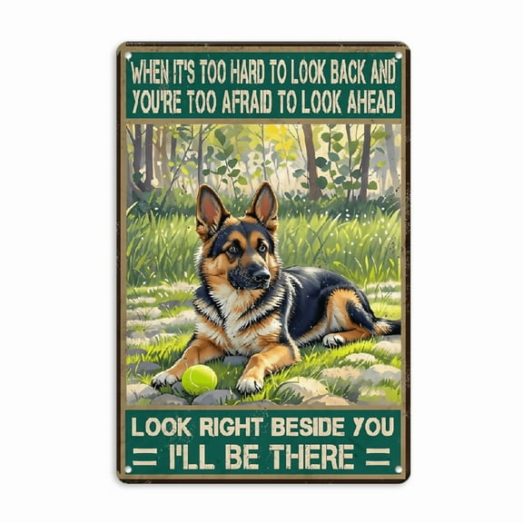 Wall Decor For Home Kitchen Bathroom Farm Garden Garage, Funny Look Right Beside You German Shepherd Poster German Shepherd Metal Tin Sign German Shepherd Iron Tin Sign 12x8 Inch Home Kitchen Garden