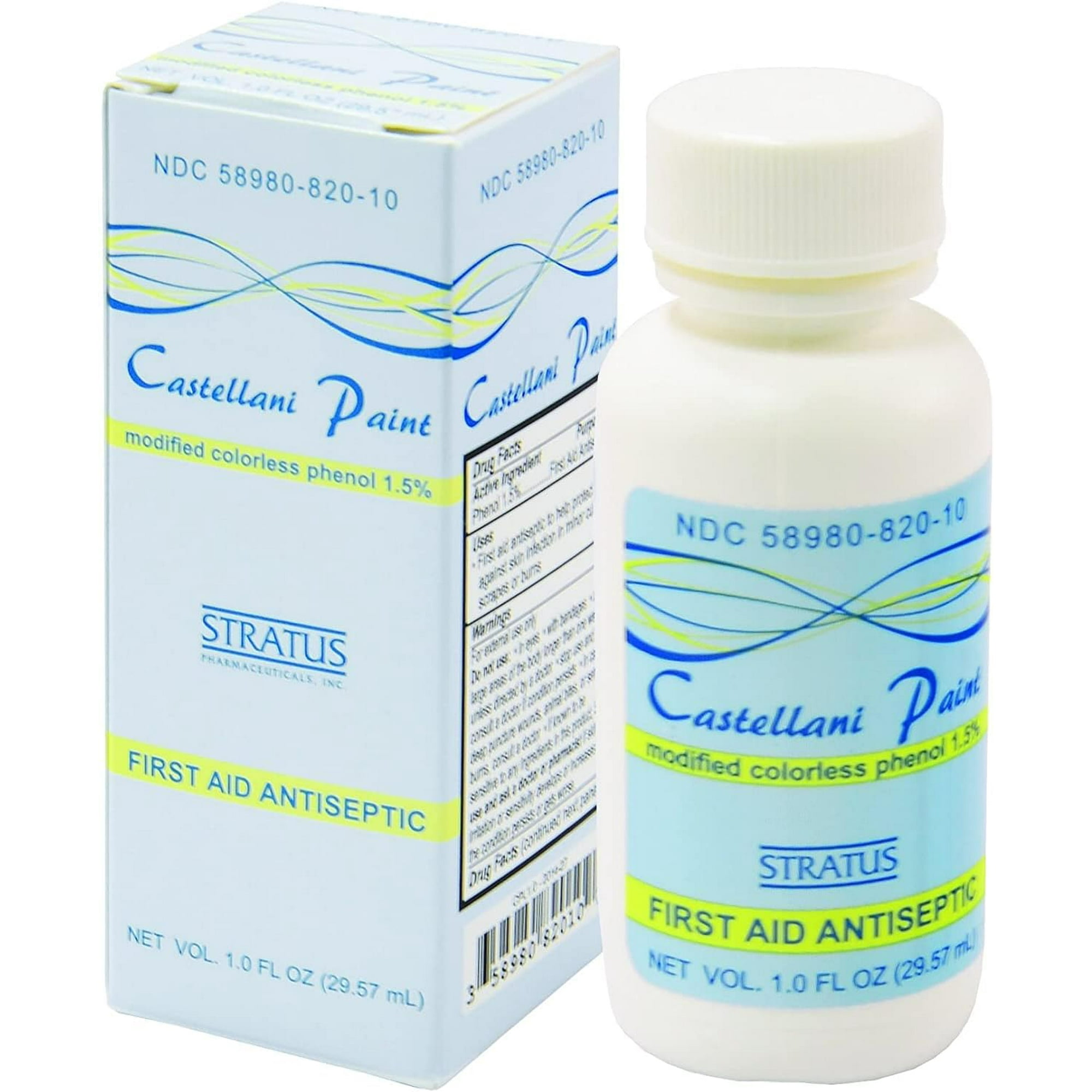 Castellani Paint Modified Colorless Phenol 1.5% First Aid Anti-Septic, 1 Fl. Oz.