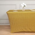 thumbnail image 2 of Efavormart 6ft Metallic Gold Glitter Rectangular Spandex Fitted Table Cover, Stretch Fit Tablecloth, 2 of 9