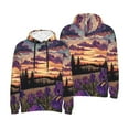 thumbnail image 4 of Zufioo Starry Night Purple Irises Design Fleece Comfortable Hoodie for Mens,Sweatshirt for Men,Pullover Hooded Sweatshirt for Men -Small, 4 of 5