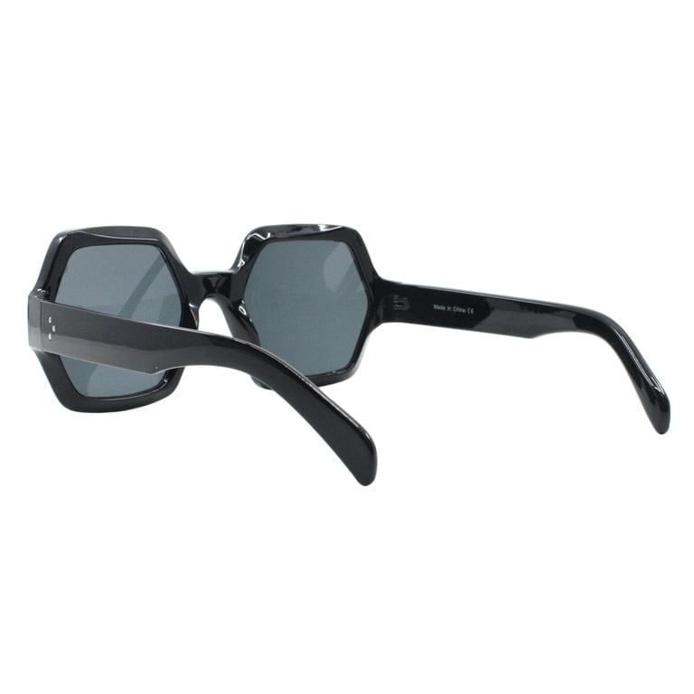 Hexagon Shape Sunglasses Unisex Oversized Beveled Frame UV  display picture 3