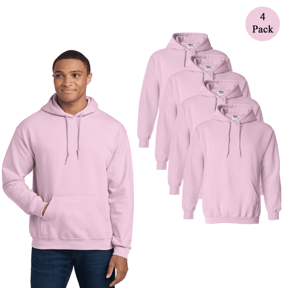 Gildan Men's Heavy Blend Hooded Sweatshirt, Stylish Everyday Wear Hoodie, Light Pink, 4 Pack, 4XL