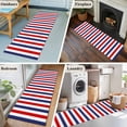 thumbnail image 6 of Red Blue White Striped Large Area Rugs for Bedroom Living Room, Soft Non Slip Carpet Bedside Rug, Modern Simple Stripes Rectangular Floor Cover Kitchen Accent Rug 2'x6' for Dining Room/Office, 6 of 9