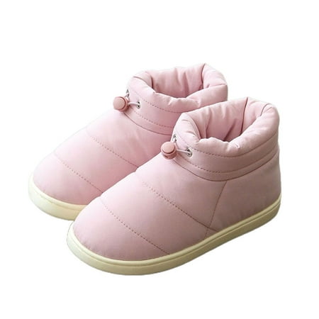 

Female Lady Ankle Botas Mother Anti Skid Bottom Casual Women Winter Down Shoes Women Boots Keep Warm Flat Snow Boots PINK 38-39(FIT 37-38)