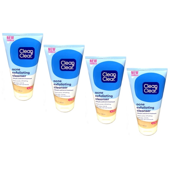 Clean & Clear Acne Triple Clear Exfoliating Scrub, Oil Free 5 oz (Pack of 4)