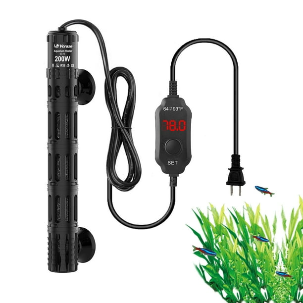 Calentador de acuario VCRAZE para pecera de 200 W para 75-150 litros con LED