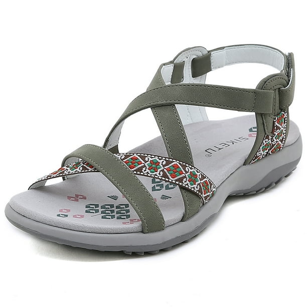 Zapatos para caminar con punta abierta sandalias planas bohemias zapatos cómodos de verano para mujer