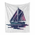 thumbnail image 1 of Sailing Boat Soft Flannel Fleece Throw Blanket, Continuous Sailing Boat 80's Style on Plain Backdrop Pattern, Cozy Plush for Indoor and Outdoor Use, 50" x 70", Sky Blue White and Mauve, by Ambesonne, 1 of 6
