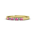 thumbnail image 2 of TriJewels 0.36 ctw Pink Sapphire and Lab Grown Diamond 7 Stone Wedding Band in 10K Yellow Gold, 2 of 7