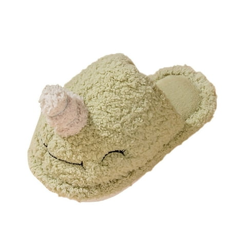 

Kids Fashion Cute Autumn And Winter Slippers Flat Bottom Round Toe Soft Warm And Comfortable Solid Color Animal Shape
