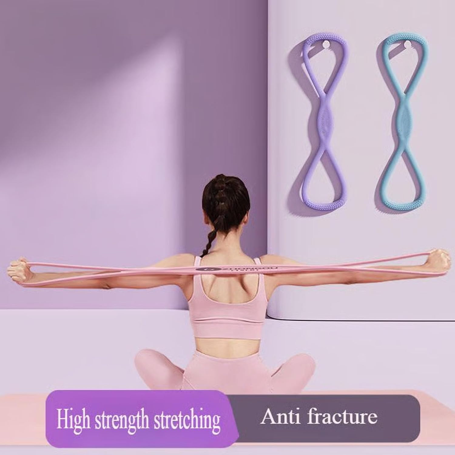 Resistance Bands, Figure 8 Exercise Bands for Women Men, 8 Shaped Resistance Rubber Band with Handlesfor Glutes, Back, Arm, Chest and Full Body Workout