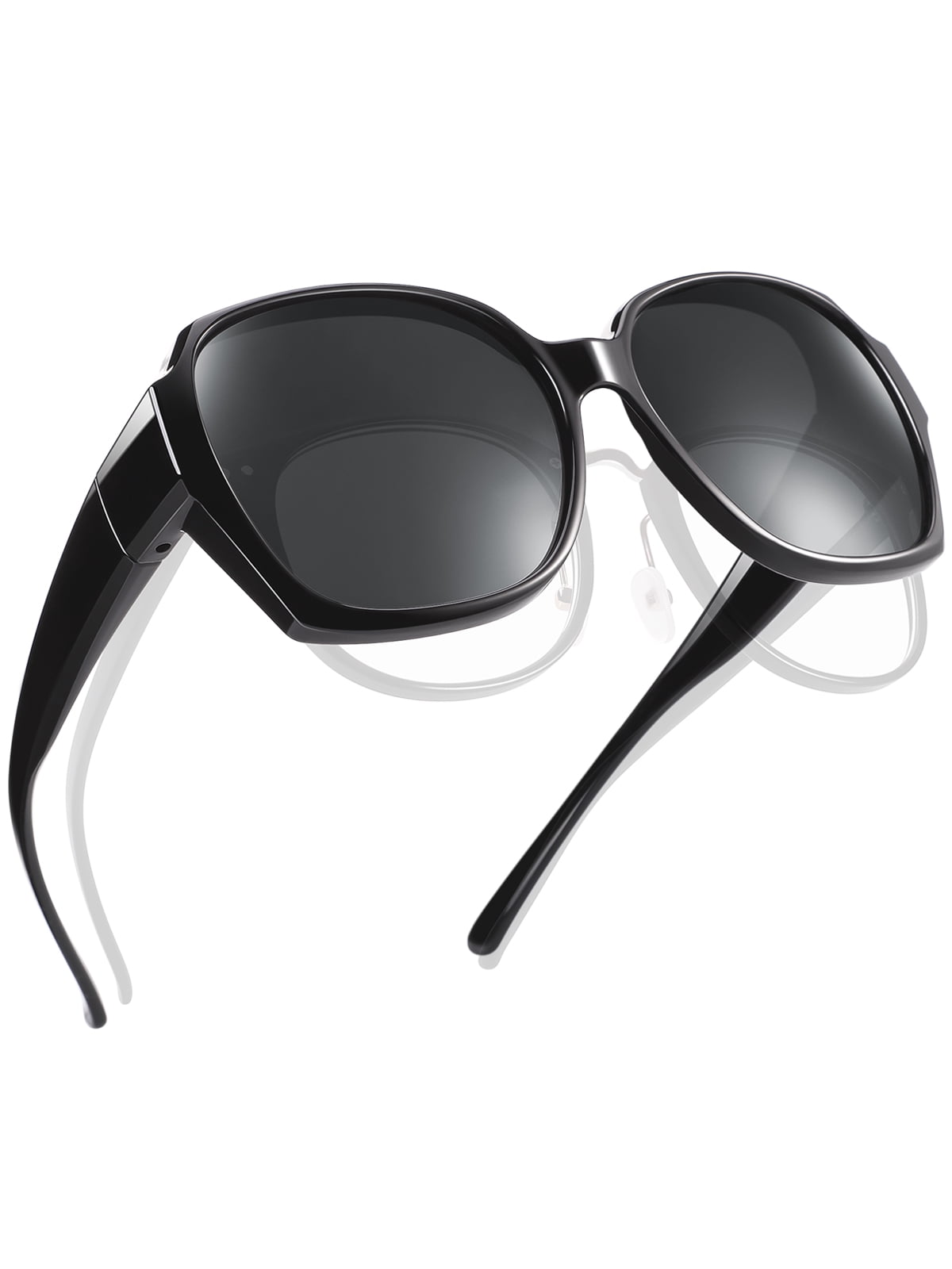 TINHAO Polarized Sunglasses Fit Over Glasses, Oversized Butterfly