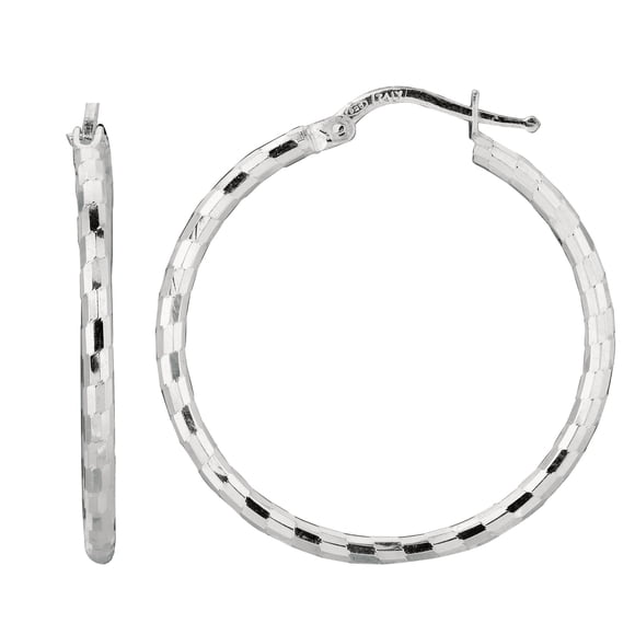 Boucles d'Oreilles Créoles en Argent Sterling 925 30 mm x 2 mm
