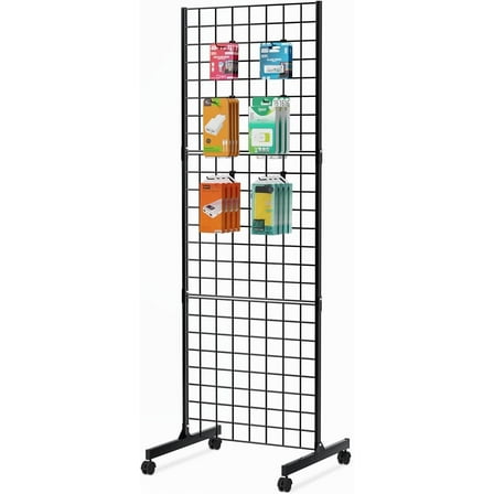 2' x 6' Detachable Girdwall Standing Grid Tower Wire Grid Panel with Legs Black