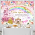 thumbnail image 3 of Princess Happy Birthday Backdrop Pink Royal Castle Carriage Floral Birthday Backdrop Princess Theme Girl Birthday Party Decorations Banner Photo Studio Props (7x5ft), 3 of 7