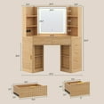 thumbnail image 2 of Toogaho Fluted Makeup Corner Vanity Desk With Large Mirror And Lights, Vanity With 5 Drawer and Power Strip, Open Shelves, Storage Cabinets,Modern Dressing Table For Bedroom,Natural Oak, 2 of 8