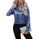 thumbnail image 2 of Blusas de Satén para Mujer, Informales, de Larga, con Botones, Elegantes, para Trabajo y Negocios Azul L, 2 of 10