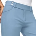 thumbnail image 5 of Yyeselk Women Work Pants with Pockets Straight Leg Slacks Classic Slim Fit Elastic High Waisted Dress Trousers Light Blue XL, 5 of 6