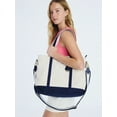 thumbnail image 3 of Free Assembly Women's Medium Canvas Tote, Natural/Navy, 3 of 6