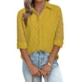 thumbnail image 1 of Asyoly Womens Tops Casual Solid Color V Neck Elegant Shirts Long Sleeve Button Down Work Blouses for Women, 1 of 3