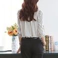 thumbnail image 5 of Blouses Button-Down Shirts for Women Long Sleeve Blouse Business hirt Lapel Stripe Office Lady Shirts Tops, 5 of 6