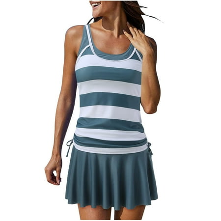 Lopeceal Women s 4th of July Two Piece Tankini Swimsuits with Boyshorts Tummy Control American Flag Printed Bathing Suit
