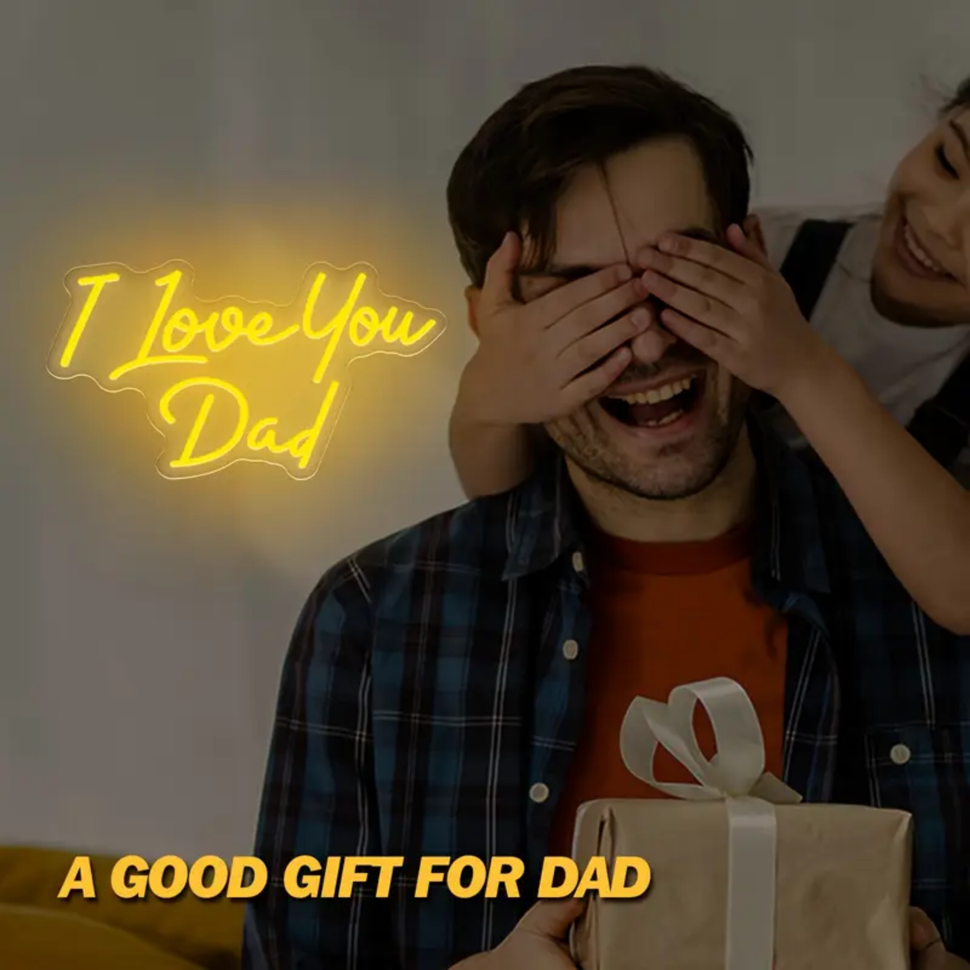 UPONRAY I Love You Dad Neon Signs, 15"*10.6" Dimmable & USB-Powered LED Neon Light, Stylish Wall Decor as gifts for Father's Day, Father's Birthday