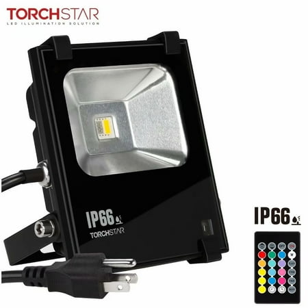 Torchstar 10w Ip66 Led Flood Light Kit Timer Memory Function Outdoor Floodlight With Ir Remote 14 Color Tones 4 Modes Rgb W