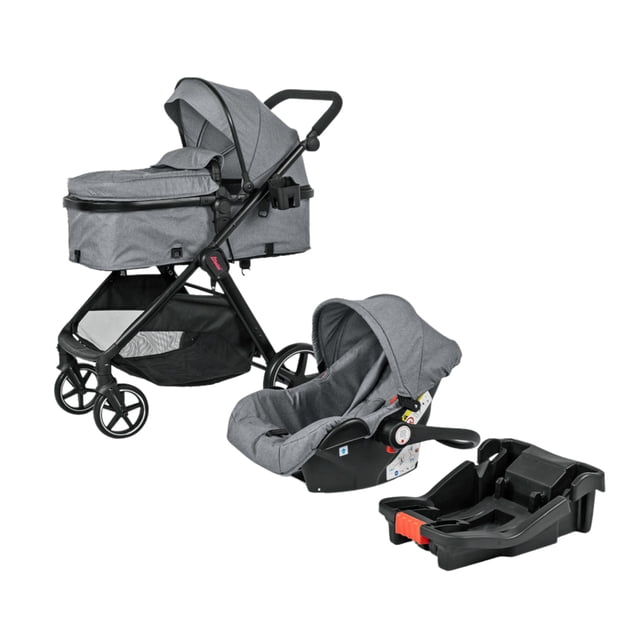 Carriola con Autoasiento Reversible y Reclinable con bambineto King D'Bebe - Gris