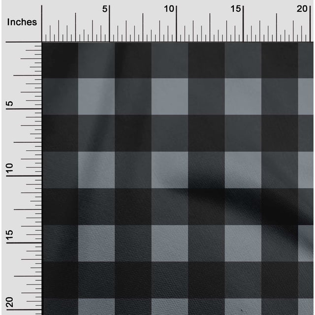 oneOone Polyester Lycra Gray Fabric Gingham Check Sewing Material Print Fabric By The Yard 56 Inches Wide