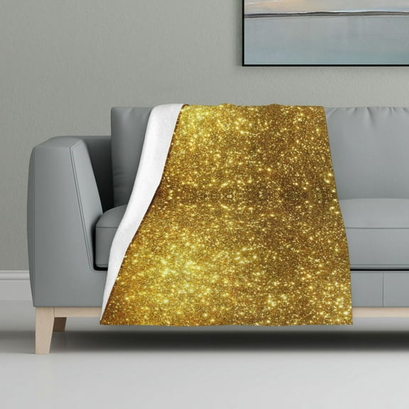 Throw Blanket Gold Flannel Blanket Soft Throw Blanket For Couch Bed All Seasons (32"X48")
