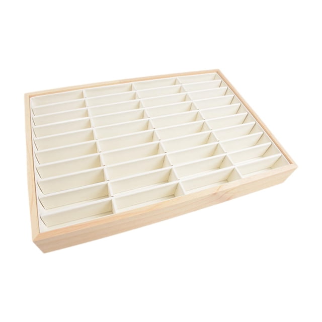 Organizador de joyas, soporte para pulseras, multiusos, 40 rejillas rectangulares, expositor de brazaletes Beige de madera