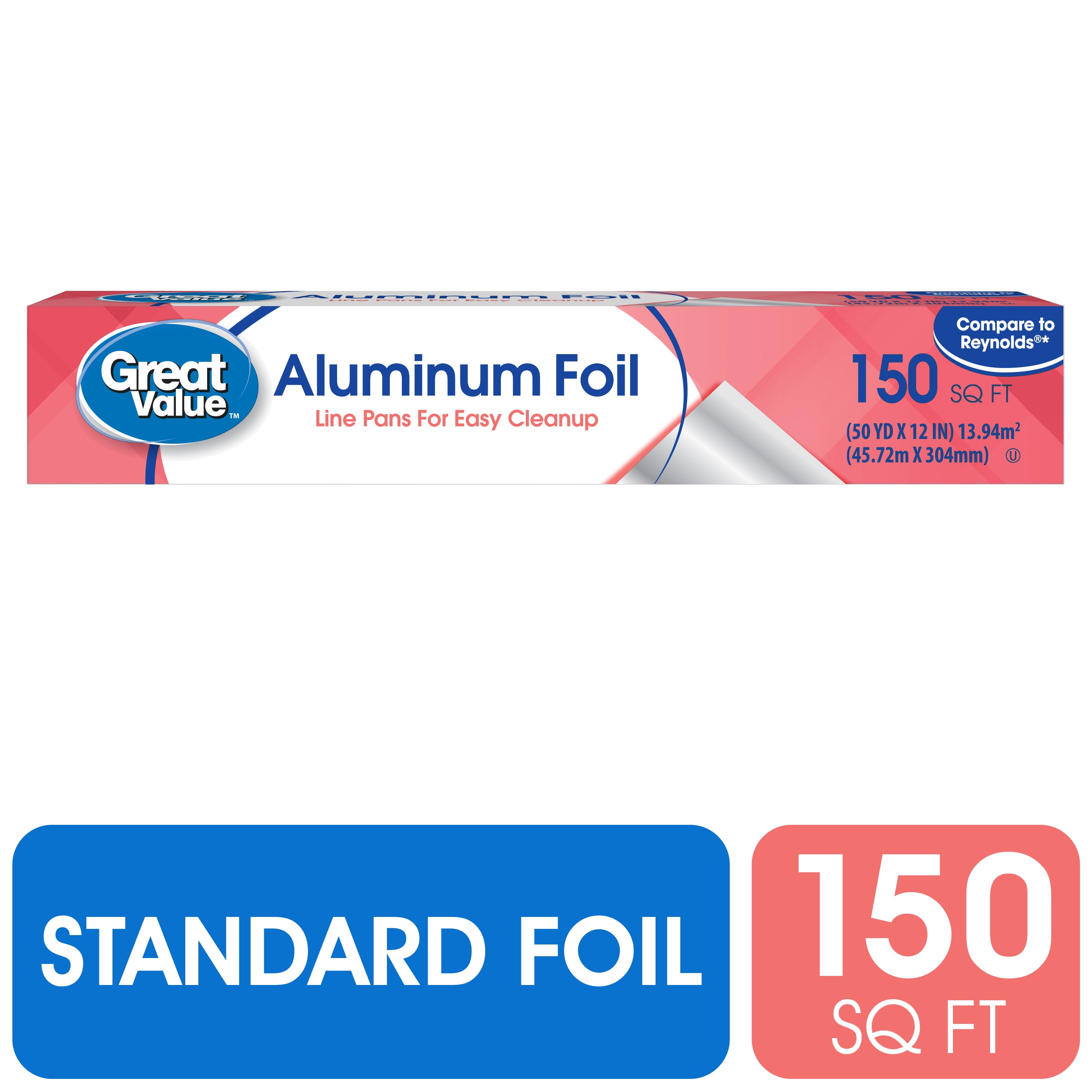 (12 pack) Great Value Aluminum Foil, 150 sq ft
