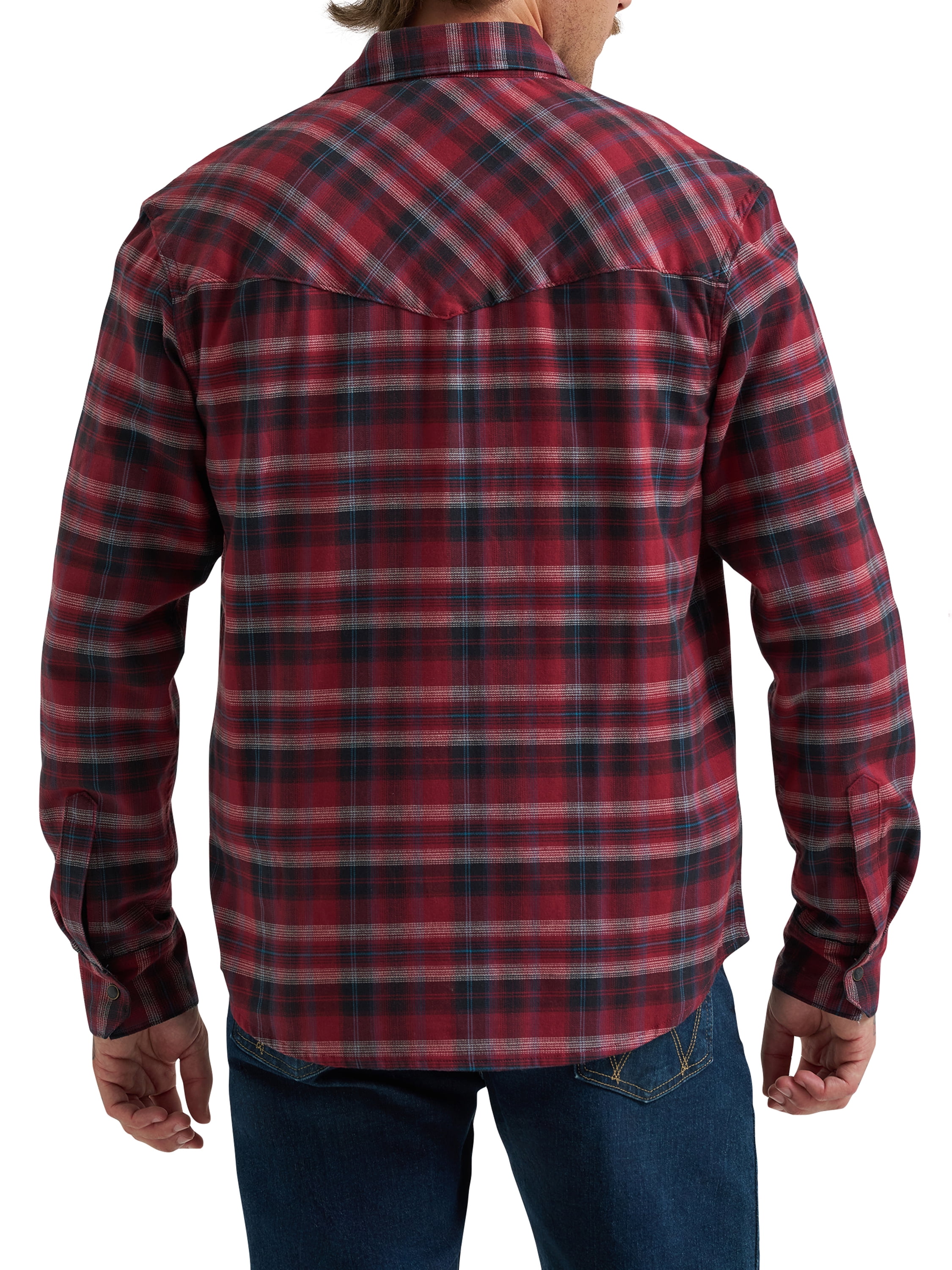 Wrangler® Men's and Big Men's Regular Fit Long Sleeve Fashion Twill Plaid Shirt, Sizes S-2XL