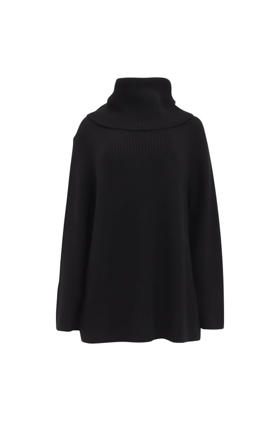 Pre-Owned Chlo Oversized Long Turtleneck Sweater in Black Wool